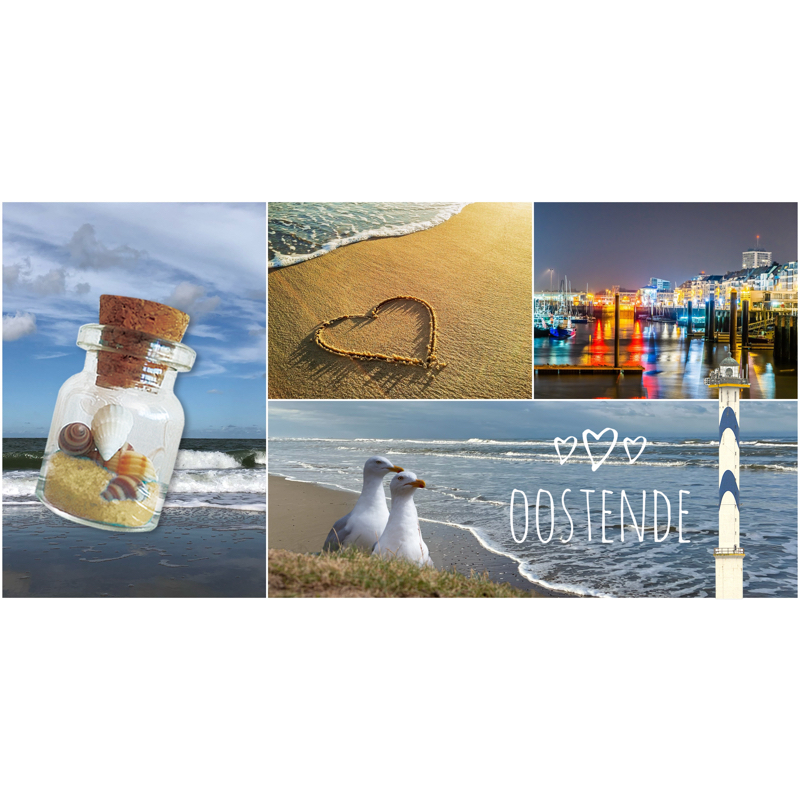 Fotomagneet + flesje zand Oostende