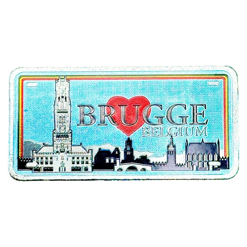 Aimant plaque Bruges bleu