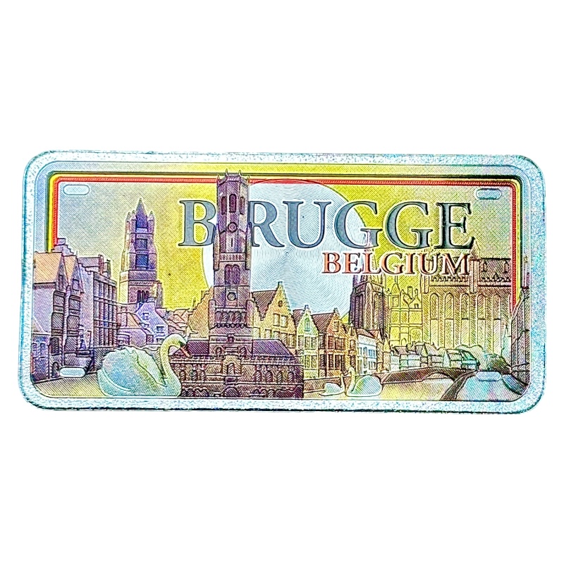 Aimant plaque Bruges soleil