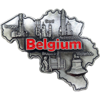 Metal Magnet Belgium Map
