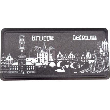 Metal Magnet License Plate Brugge Black/White