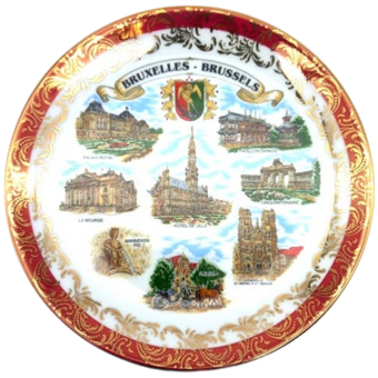 Plate 19 Cm /45 Brussels Panorama Red