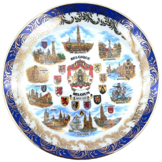 Plate 19 Cm /46 Belgium Panorama Blue