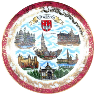 Plate 19 Cm /45 Antwerpen Panorama Red