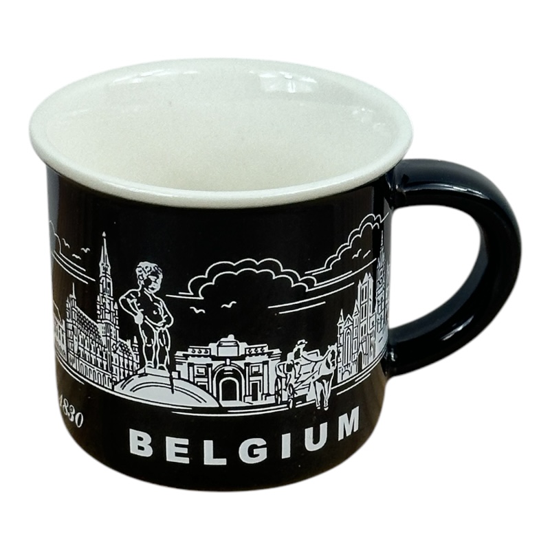 Mini-mug Belgium skyline zwart