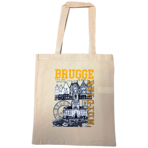 Cotton Bag Brugge Stamp Naturel