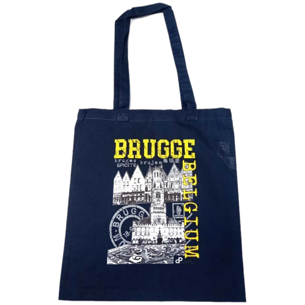 Cotton Bag Brugge Stamp Navy