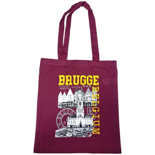 Cotton Bag Brugge Stamp Burgundy