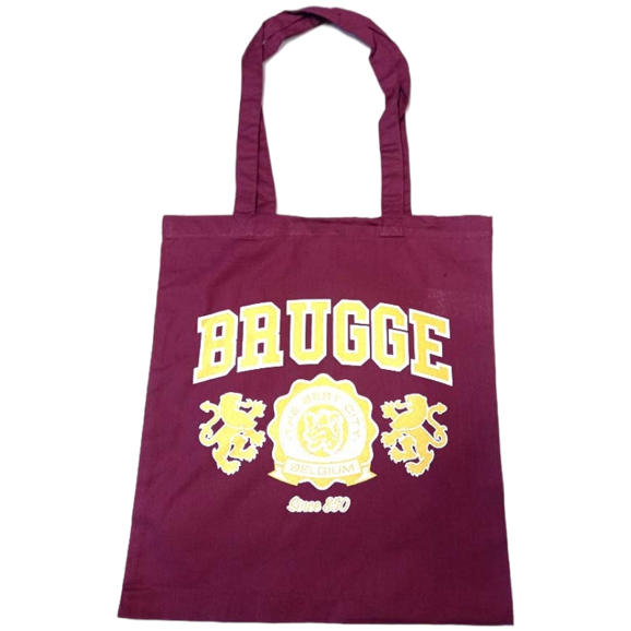 Cotton Bag Brugge 2 Lions Burgundy