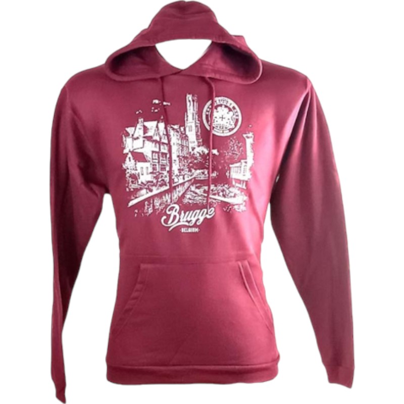 Sweater hooded Brugge kaai burgundy XS