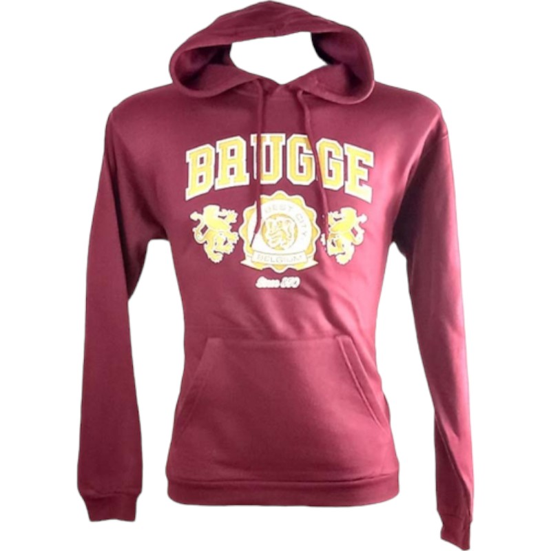 Sweater hooded Brugge 2 lions burgundy XS