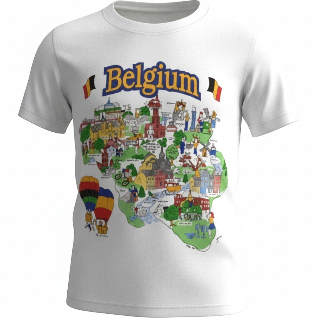 T-shirt kids Belgium kaart white  11-12