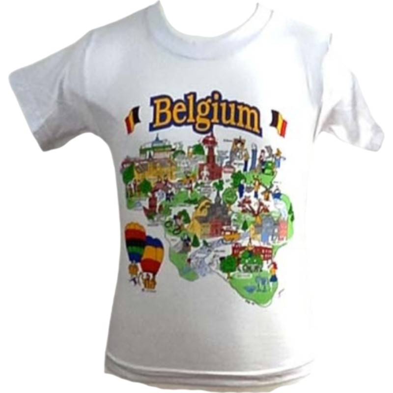 T-shirt kids Belgium kaart white  9-11