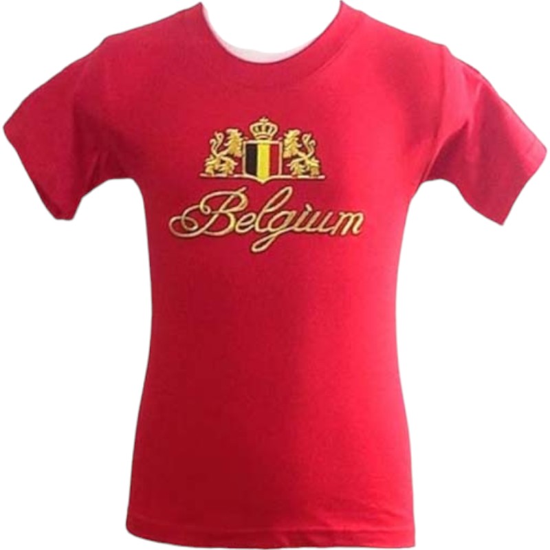 T-shirt kids Belgium embroidery red L