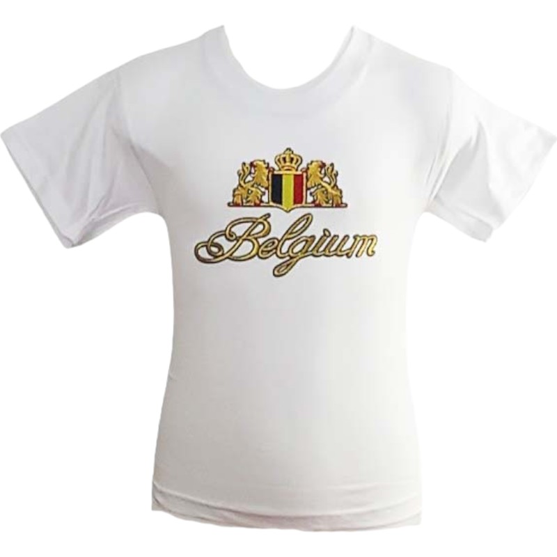 T-shirt kids Belgium embroidery white L