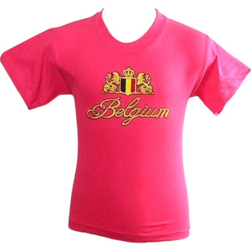 T-shirt kids Belgium embroidery fuchia  1-2