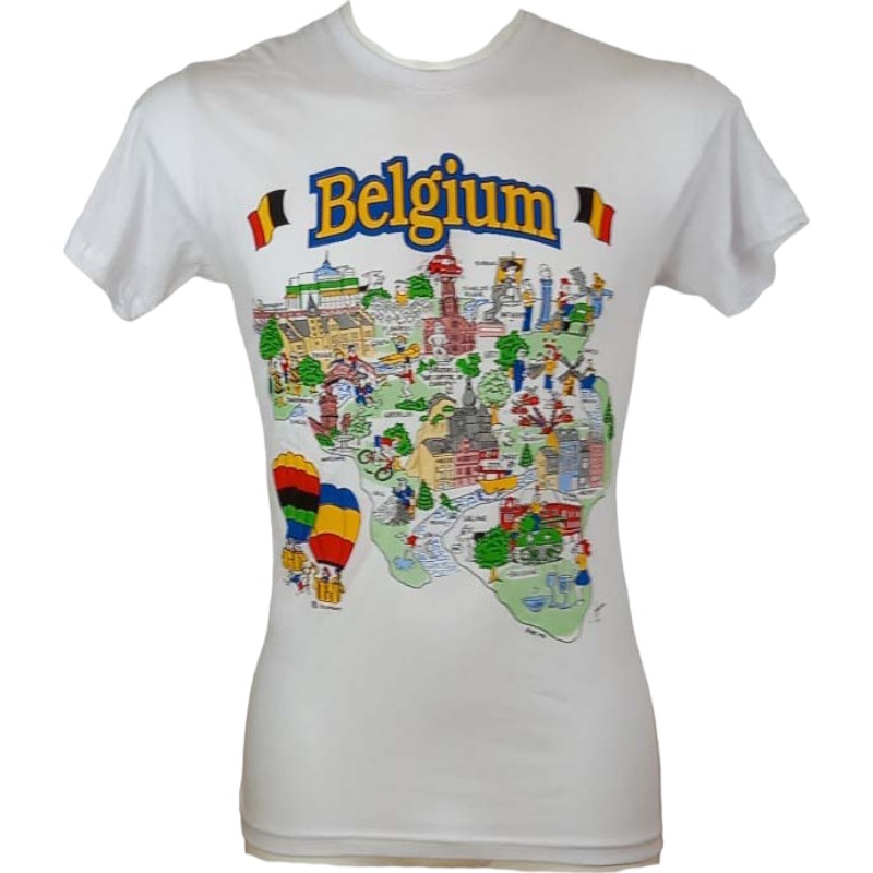 T-shirt adults Belgium kaart white L