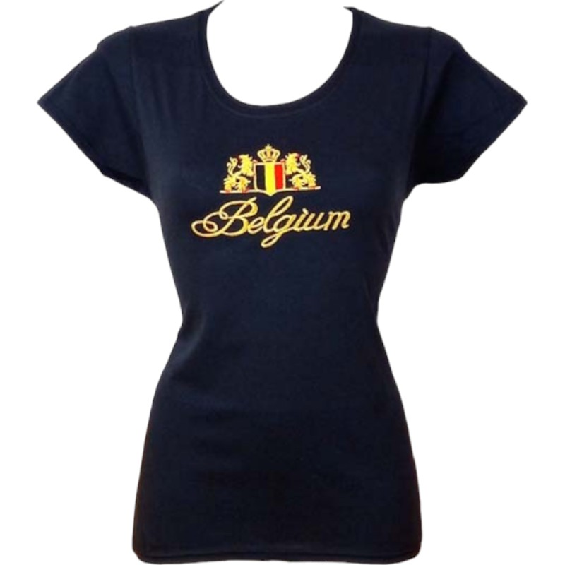 T-Shirt Ladies Belgium Embroidery Black