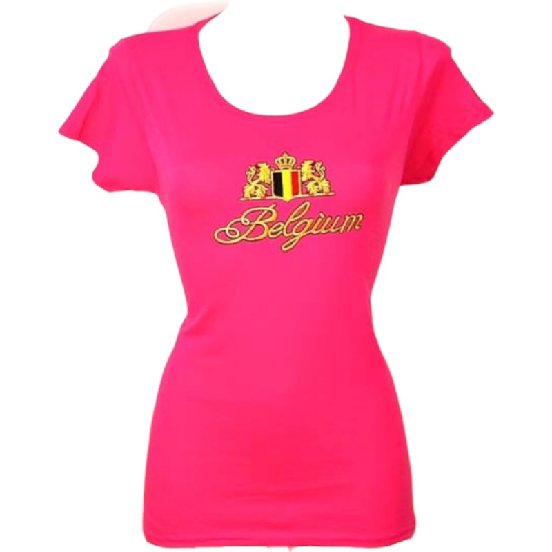 T-shirt ladies Belgium embroidery fuchia L