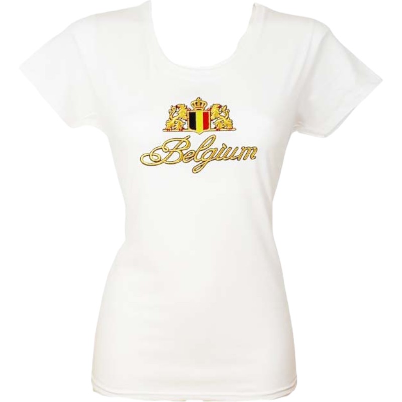 T-shirt ladies Belgium embroidery white L