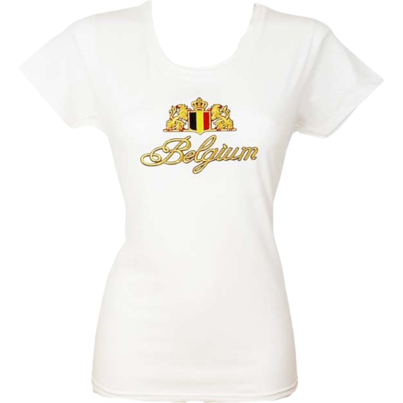 T-Shirt Ladies Belgium Embroidery White