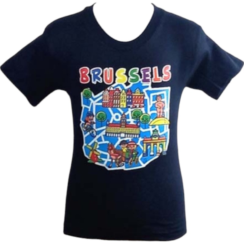 T-shirt kids Brussels map navy L