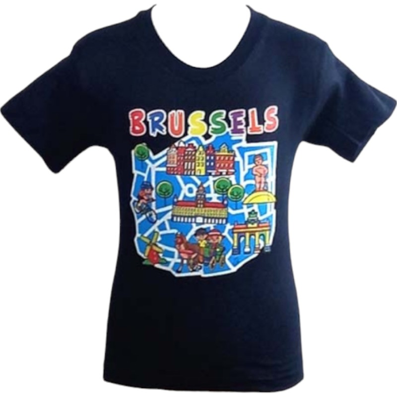 T-Shirt Kids Brussels Map Navy