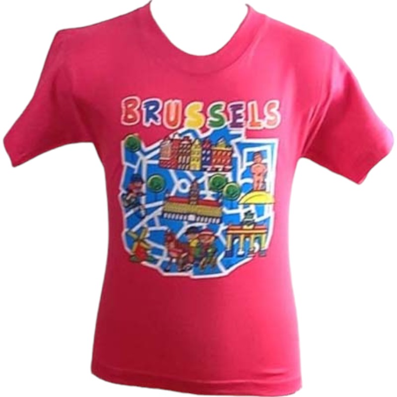 T-Shirt Kids Brussels Map Fuchia