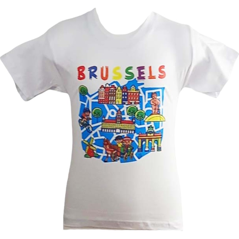 T-shirt kids Brussels map white L