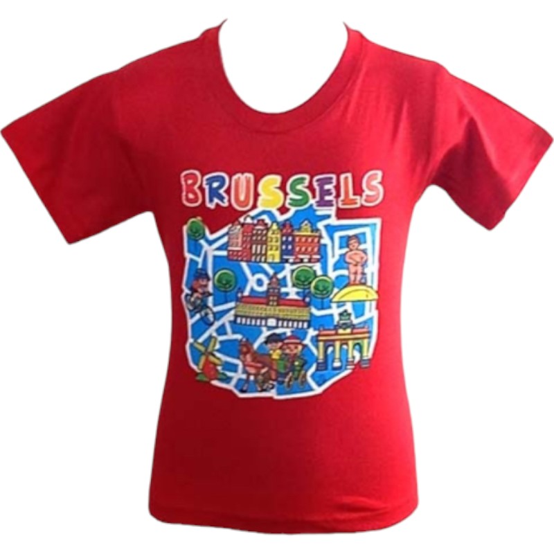 T-Shirt Kids Brussels Map Red