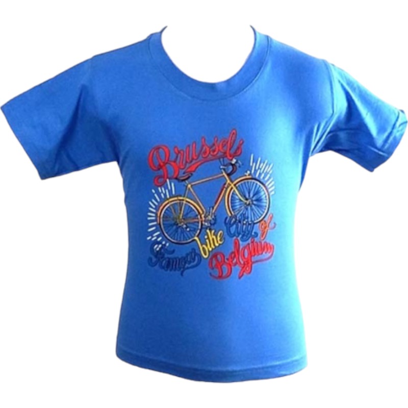 T-shirt kids Brussels famous bike azur  1-2