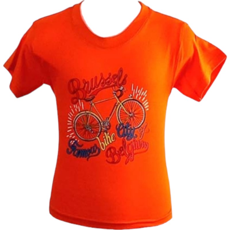 T-shirt kids Brussels famous bike orange L