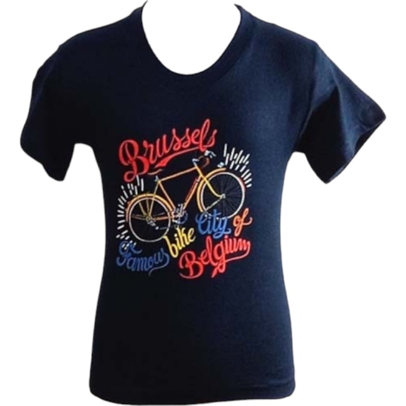 T-shirt kids Brussels famous bike navy L