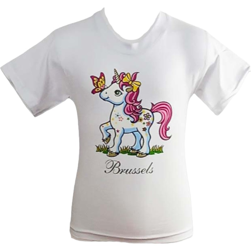 T-Shirt Kids Brussels Unicorn White