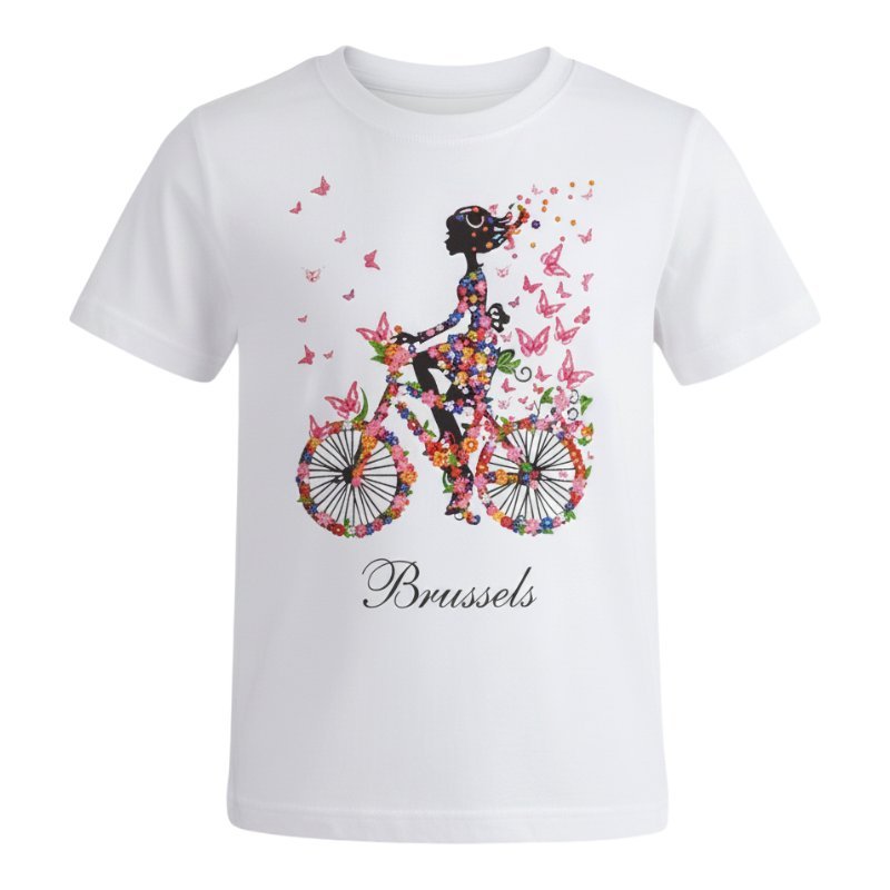 T-shirt kind Brussels girl on bike white 11-12
