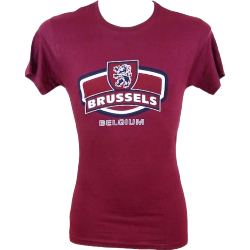 T-Shirt Adults Brussels Lion Burgundy