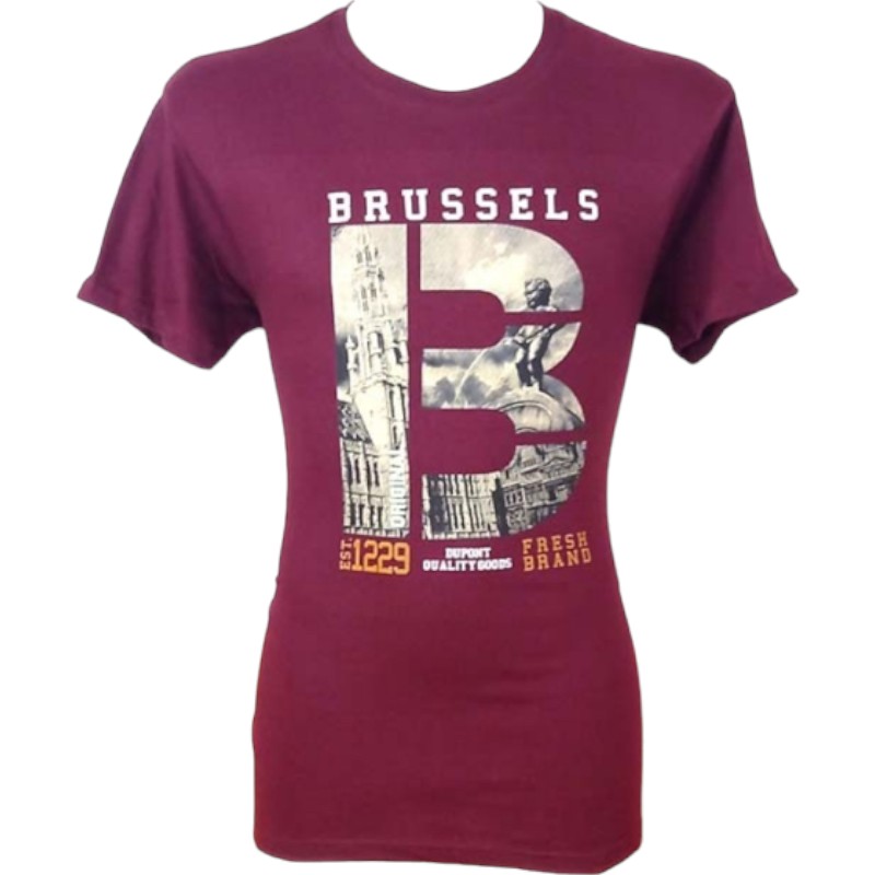 T-shirt adults Brussels "b" burgundy L