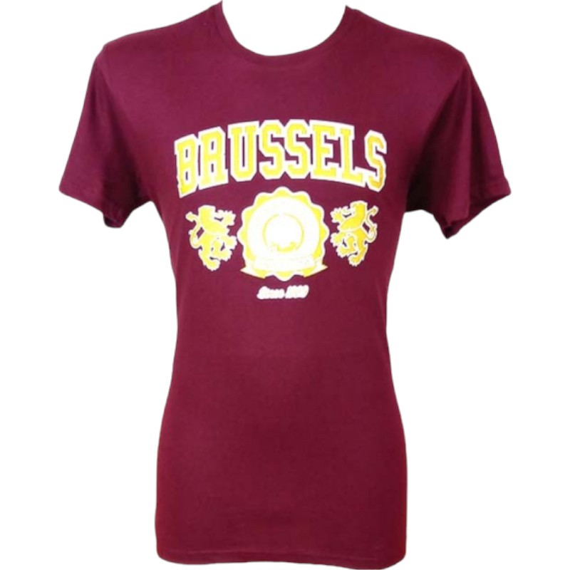 T-Shirt Adults Brussels 2 Lions Burgundy