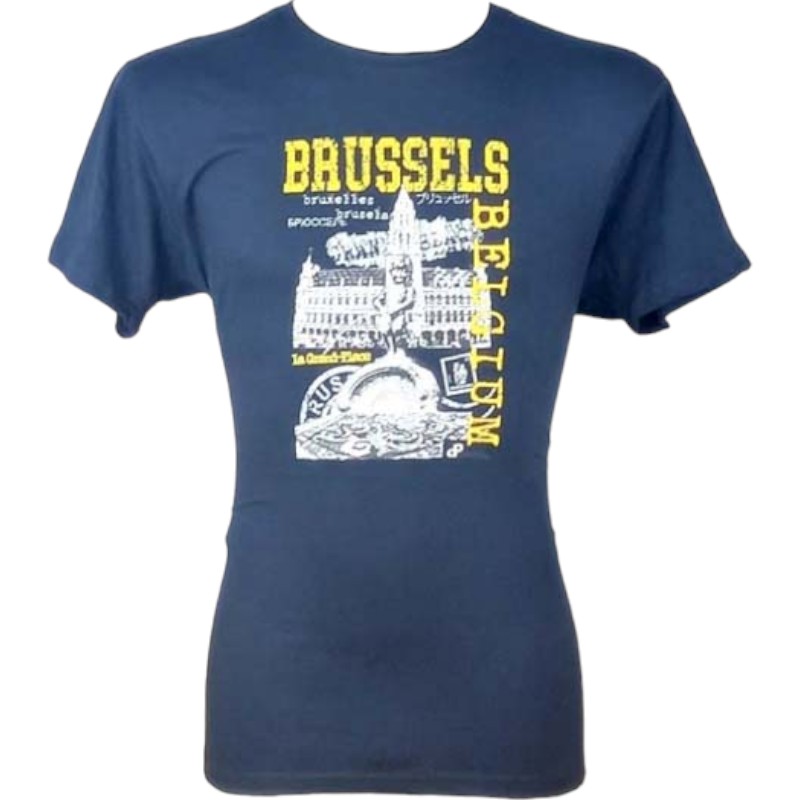 T-Shirt Adults Brussels Stamp Navy