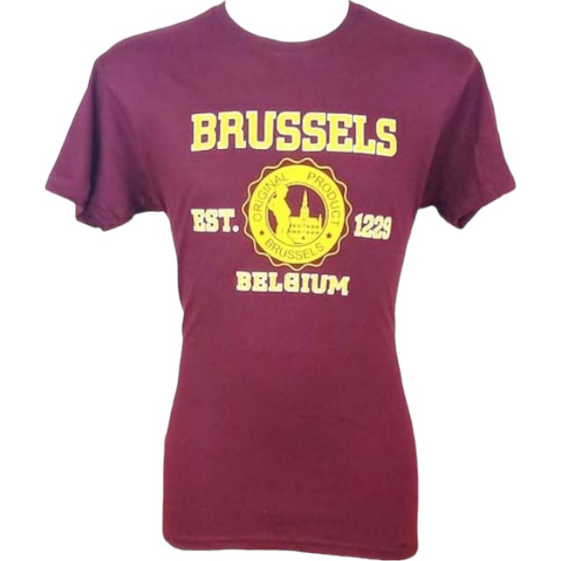 T-shirt adults Brussels yellow burgundy L