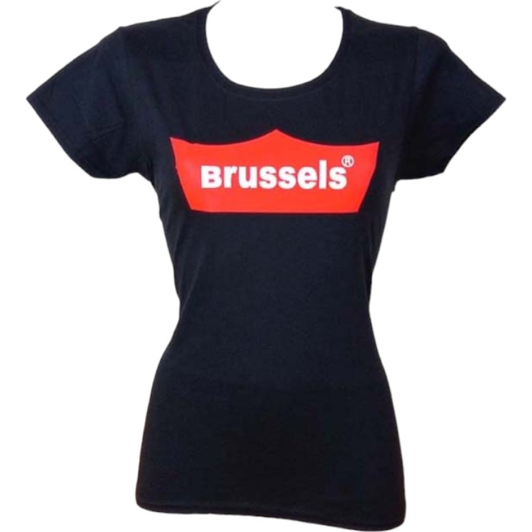 T-Shirt Ladies Brussels Red Crown Black