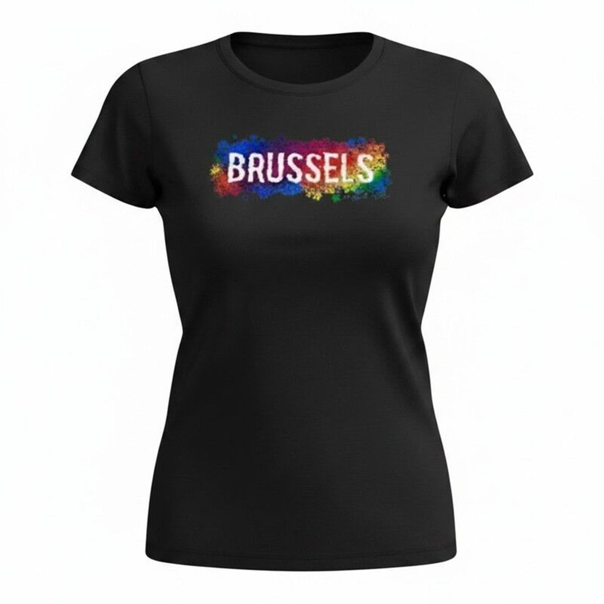 T-shirt dames Brussel stars zwart XXL