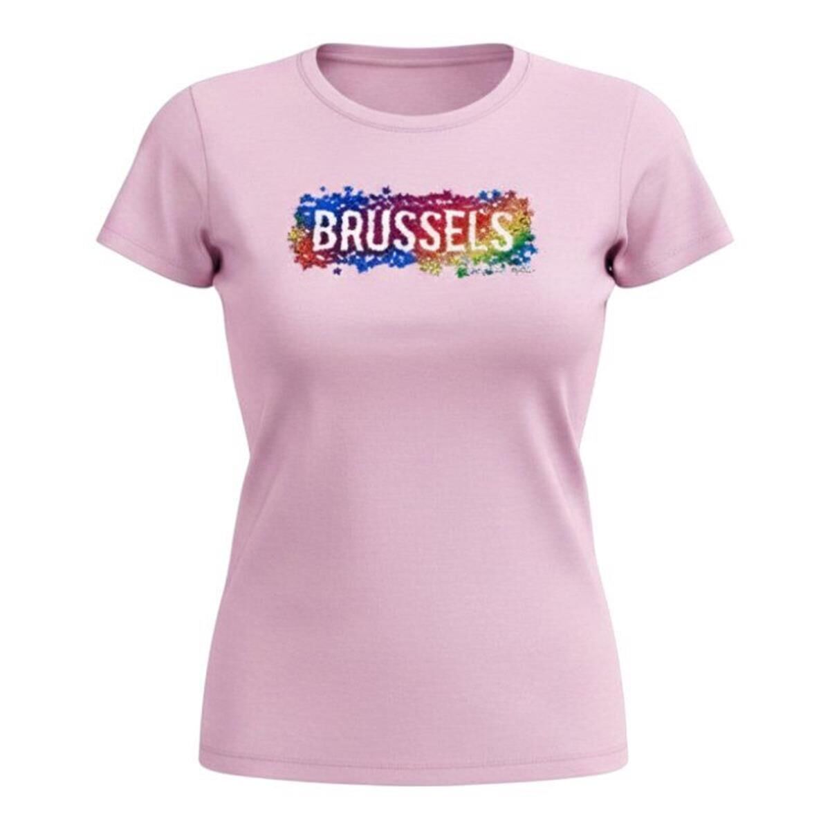 T-shirt dames Brussel stars roze XXL