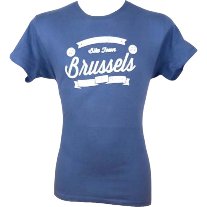 T-shirt adults Brussels bike town denim L