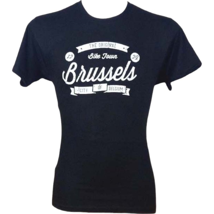 T-shirt adults Brussels bike town black L