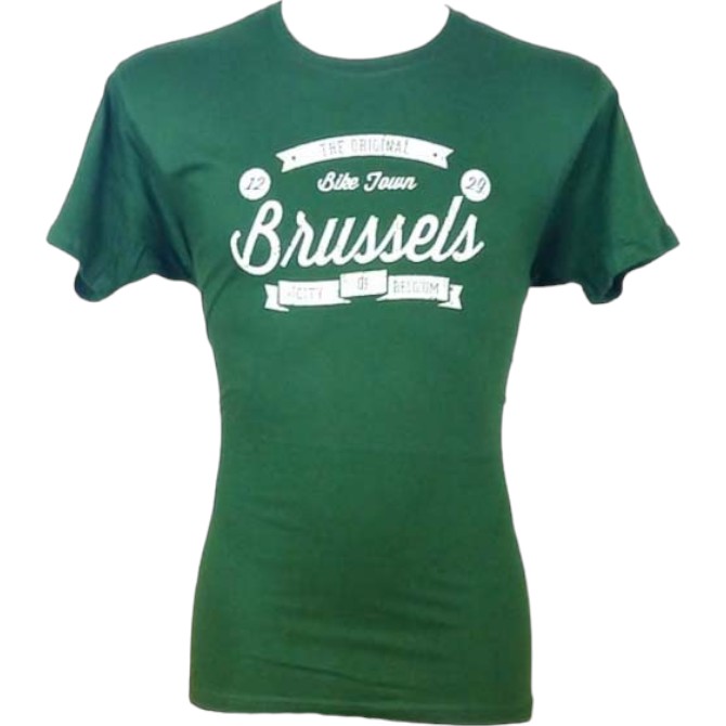 T-shirt adults Brussels bike town green L