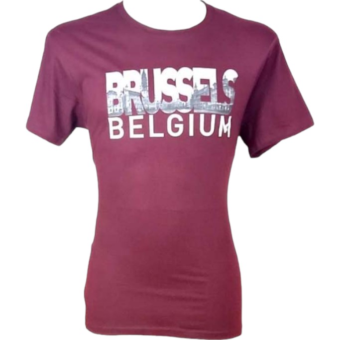 T-shirt adults Brussels panorama burgundy L