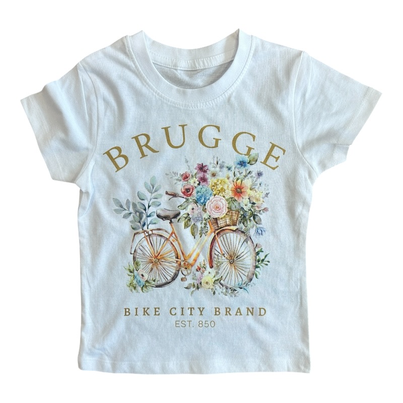 T-Sh kind Brugge flowers bike wit 1-2