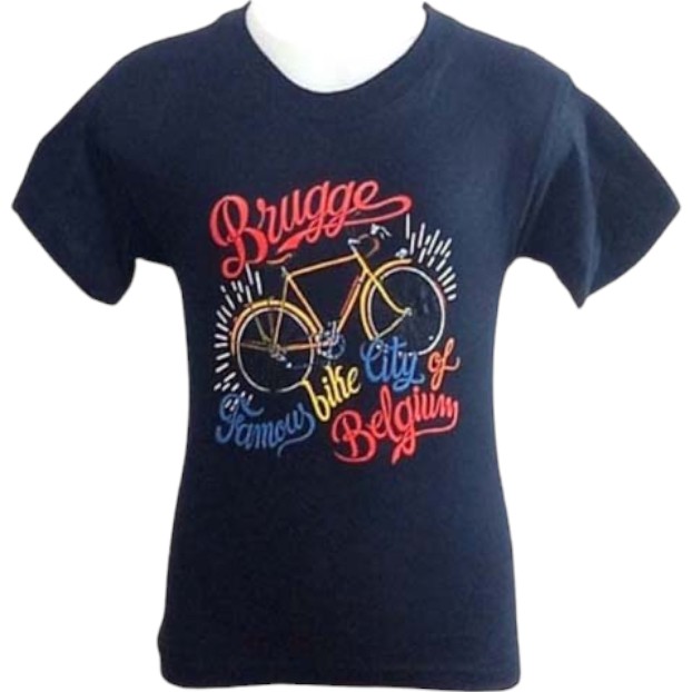 T-shirt kids Brugge famous bike navy  1-2