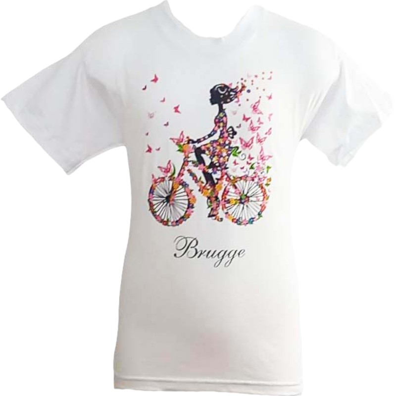 T-Shirt Kids Brugge Girl On Bike White